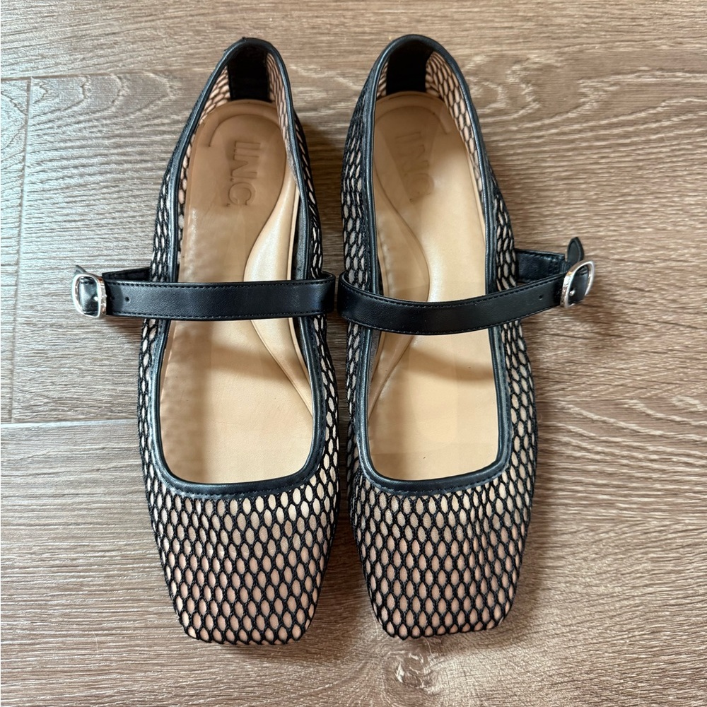 INC International Concepts Black Mesh Loafers